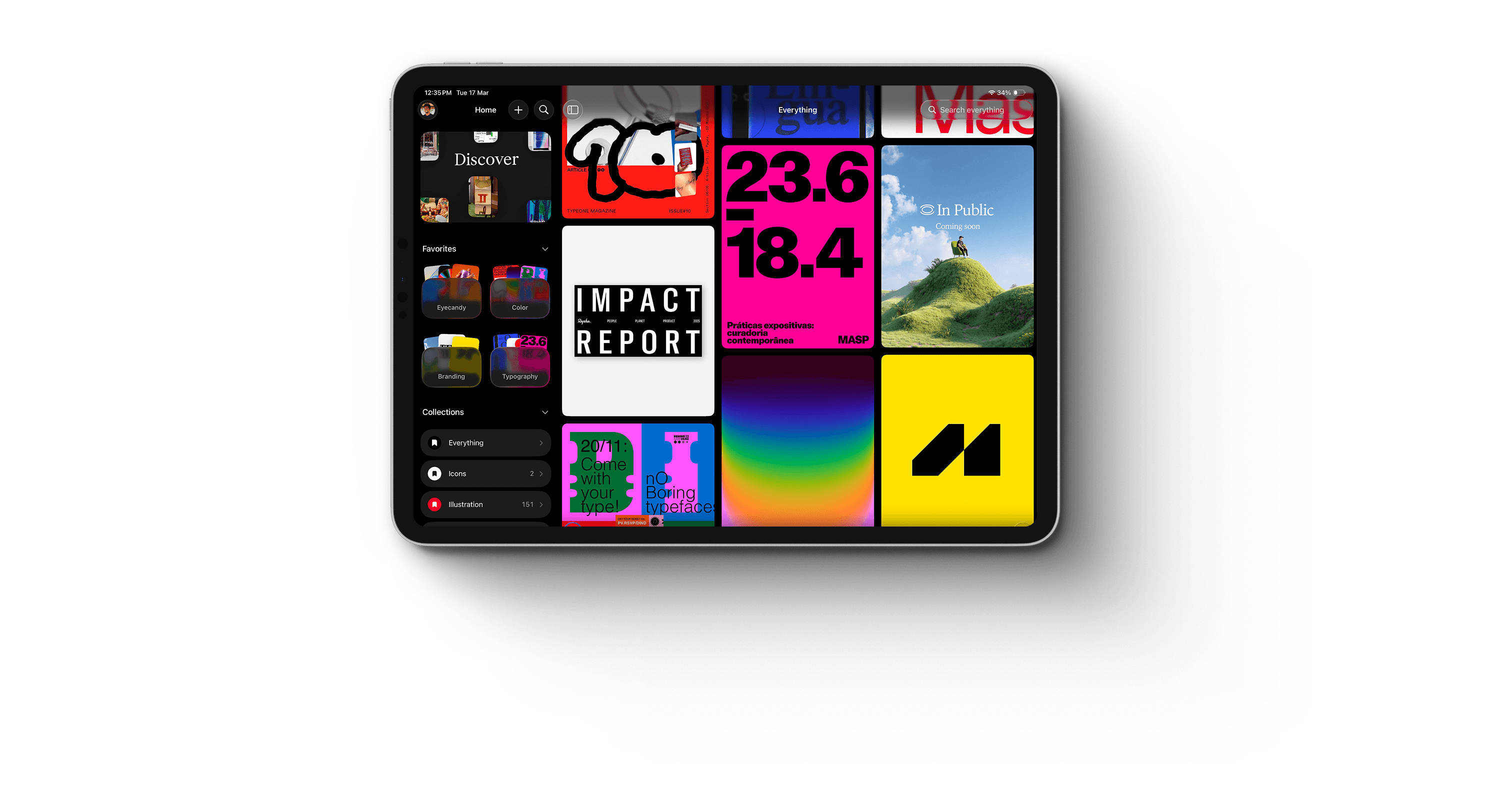 Recollect app showing saved bookmarks across devices